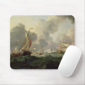 三角波の立つ海のオランダのピンクそしてイギリスのフリゲート艦 マウスパッド (マウス)
