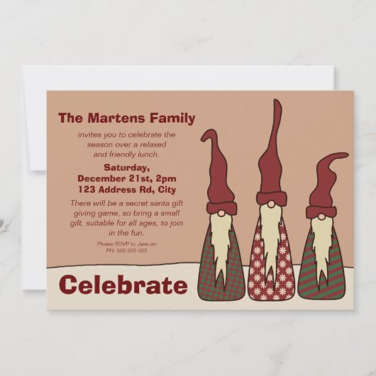 三賢い小人、クリスマスパーティの招待状 招待状 (正面)