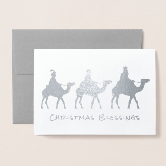 三賢い男性マギのクリスマス恵みホイルカード 箔カード (封筒付き正面)