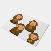 三賢のサルと普通のサル ドアマット (アングル)