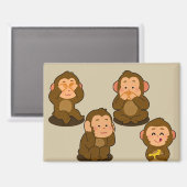 三賢のサルと普通のサル マグネット (正面/裏面)