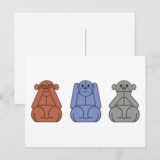 三賢のサル ポストカード (正面/裏面)