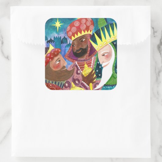 三賢人の宗教的なクリスマス・ホリデー スクエアシール (バッグ)