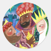 三賢人の宗教的なクリスマス・ホリデー ラウンドシール (正面)