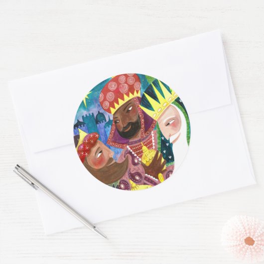 三賢人の宗教的なクリスマス・ホリデー ラウンドシール (封筒)