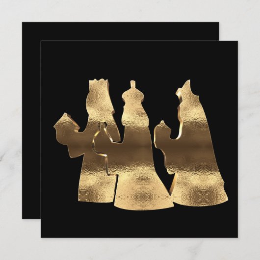 三賢王の日、黒と金ゴールドハッピーエピファニー シーズンカード (正面/裏面)