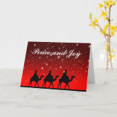 三賢者の平和と喜びのクリスマスカスタム カード (黄色い花)