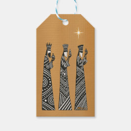 三賢者の黒と白のクリスマス降誕のシーン ギフトタグ