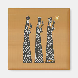 三賢者の黒と白のクリスマス降誕のシーン マグネット
