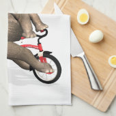 三輪車にハッピーゾウ キッチンタオル (四つ折り)