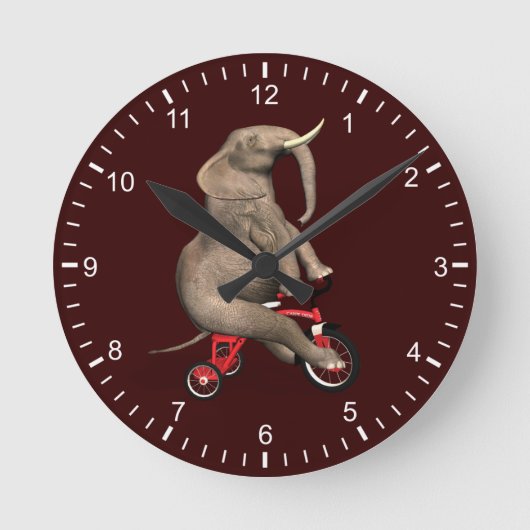 三輪車に乗った可愛い象 ラージ壁時計 (正面)
