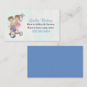 三輪車のお母さんの演劇の日付カードの男の子そして女の子 コーリングカード (正面/裏面)