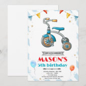 三輪車の誕生日パーティーの招待状 招待状 (正面/裏面)