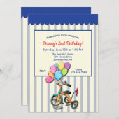 三輪車の誕生日パーティー 招待状 (正面/裏面)