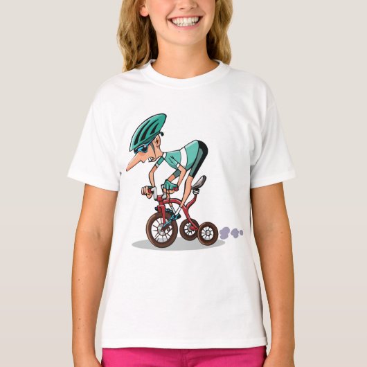 三輪車女子Tシャツのレーサー Tシャツ (正面)