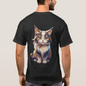 三連合体:ブラウン、ブラック、ホワイト猫 Tシャツ (裏面)