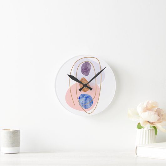 三連石 ラウンド壁時計 (ホーム)