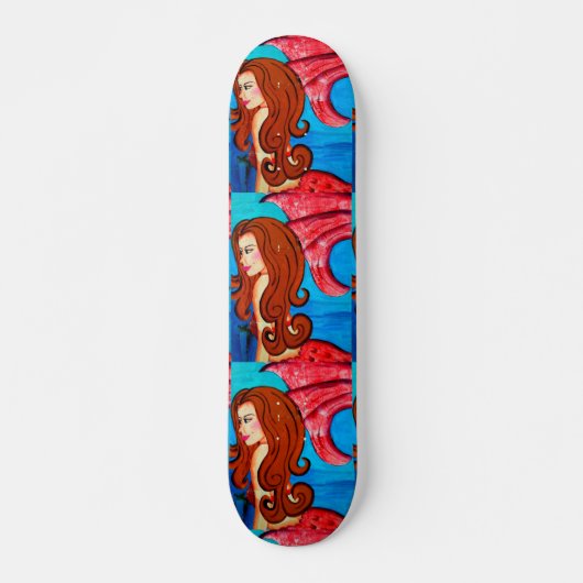 三連赤頭の人魚スケートボード スケートボード (正面)