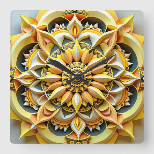 三進時計デザイン スクエア壁時計 (正面)