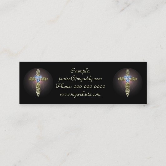 三重の月のケルト十字のプロフィールカード スキニー名刺 (正面)