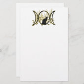 三重の月の記号-黒猫 便箋 (正面/裏面)