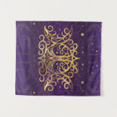 三重の月-三重の女神金ゴールドと紫 タペストリー (正面(横))