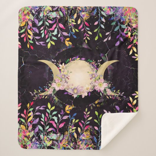 三重の月-三重の女神-水彩 シェルパブランケット (正面)