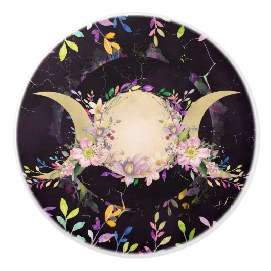 三重の月-三重の女神-水彩 セラミックノブ (正面)