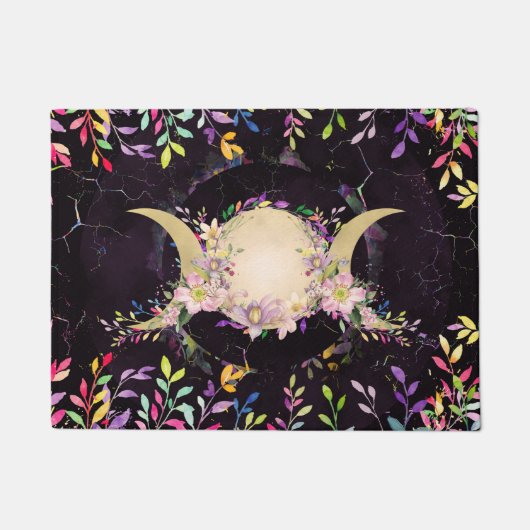 三重の月-三重の女神-水彩 ドアマット (正面)