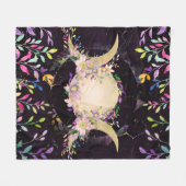 三重の月-三重の女神-水彩 フリースブランケット (正面(横))