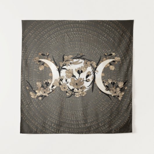 三重の月-女神-黄金の花 タペストリー (正面)