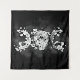 三重の月-白い花 タペストリー