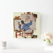 三重の自画像 スクエア壁時計 (ホーム)