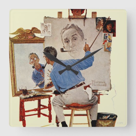 三重の自画像 スクエア壁時計 (正面)