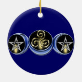 三重の螺線形の月の月の木のオーナメントの円 セラミックオーナメント (裏面)