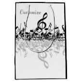 三重の黒い音楽はギフトバッグに注意します ミディアムペーパーバッグ (正面)