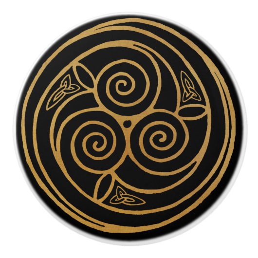 三重ケルト結び目模様旋回曼荼羅 セラミックノブ (正面)