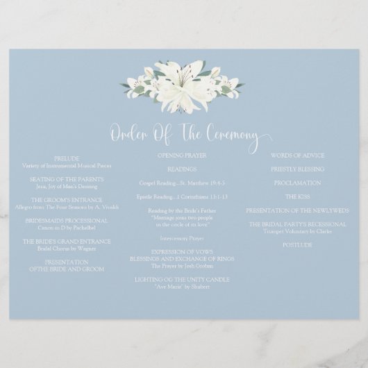 三重ダスティブルーフローラ結婚式プログラムフライヤー チラシ (裏面)