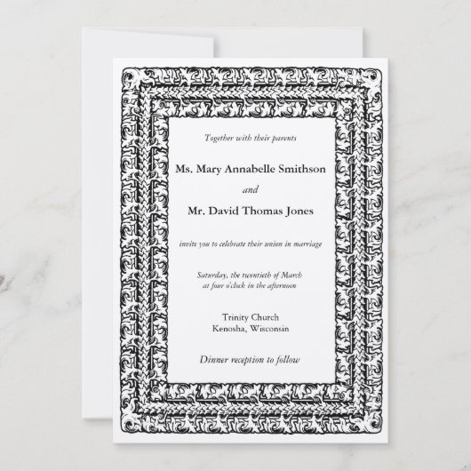 三重ビーズのフォーラ縁どル結婚式招待状 招待状 (正面)