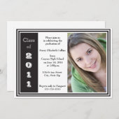 三重フレームの卒業(白黒) 招待状 (正面/裏面)