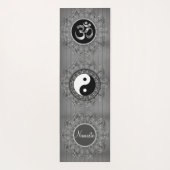 三重六角マンダラスOMシンボル陰陽ナマステ ヨガマット (裏面)