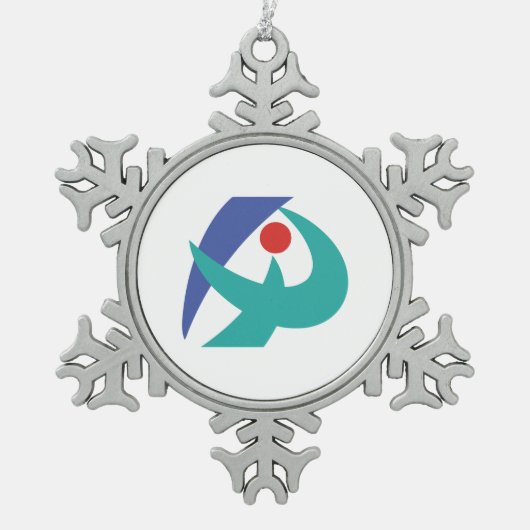 三重県伊賀国旗 スノーフレークピューターオーナメント (正面)