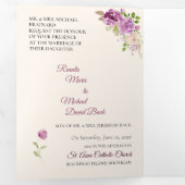 三重薄紫バラ結婚式招待状 三つ折り招待状 (内部最初)