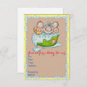 三重項のためのベビーシャワーの招待 招待状 (正面/裏面)