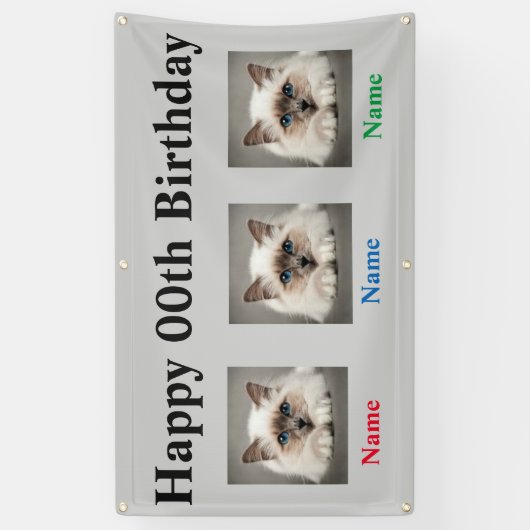 三重項のための誕生日の旗 横断幕 (縦)