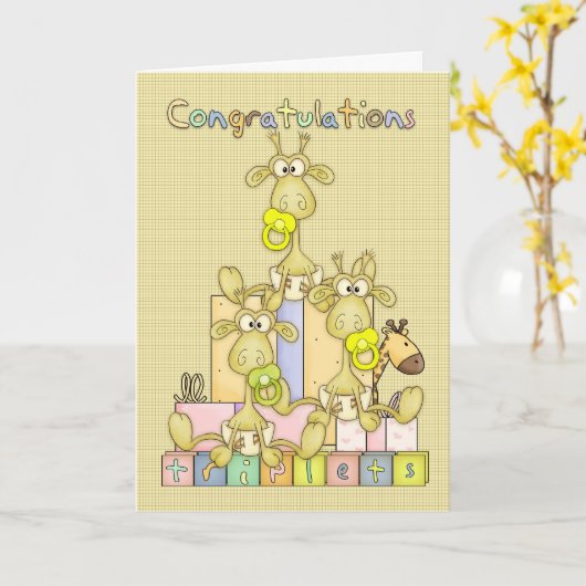 三重項の挨拶状のお祝いの誕生 カード (黄色い花)