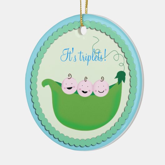 三重項の男の子の「スイートピー」のベビーシャワーのオーナメント セラミックオーナメント (左)