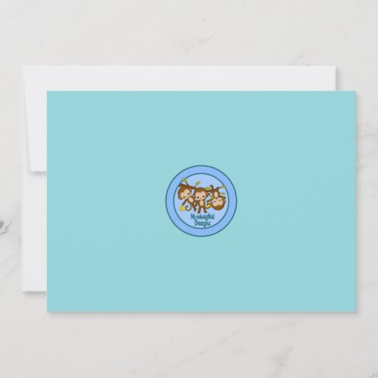 三重項はベビーシャワー招待状青いMM2をまねます 招待状 (裏面)