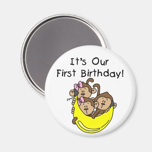 三重項第1 - 2個の女の子者の男の子のTシャツおよびギフト マグネット (正面/裏面)