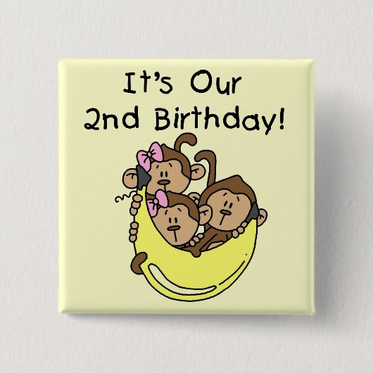 三重項第2 - 2人の女の子および男の子 缶バッジ (正面)